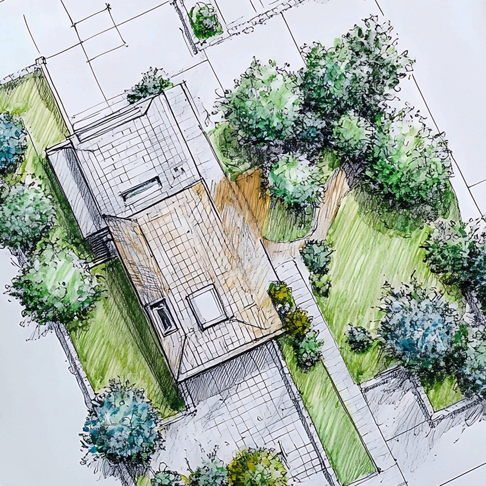 庭のある家の図面